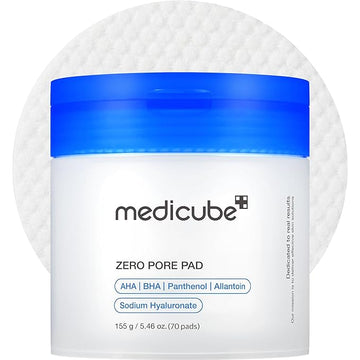 Medicube Toner Pads Zero Pore Pad 2.0 | Dual-Textured Facial Pad for Exfoliation and Pore Care with 4.5% AHA Lactic Acid