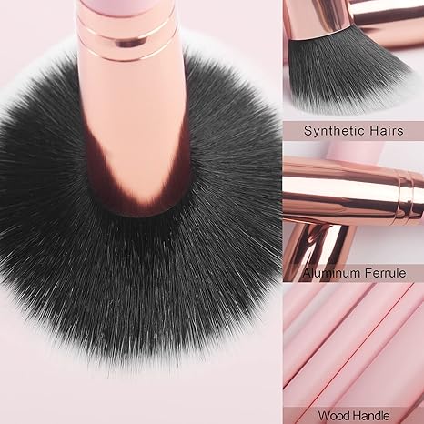 Real Perfection Makeup Brush Set 16 Pcs with 1 Eyebrow Razor Premium Synthetic Foundation Powder Concealers Eyeshadow Blush Makeup Brushes
